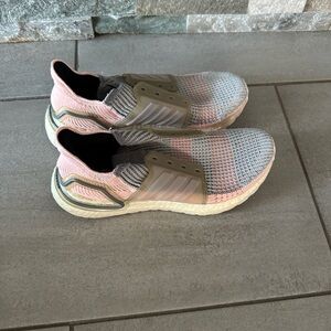 Adidas Boost Pink and Gray Slip-On Sneakers